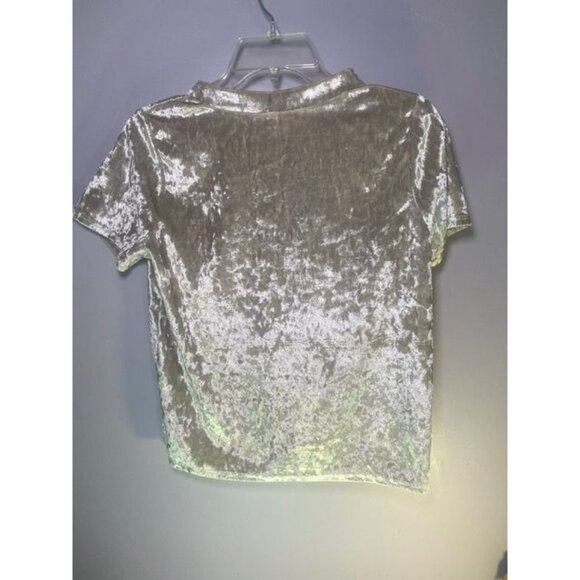 Crushed Velvet Short Sleeve Top With Pocket Celebration Holiday Party New Years - Picture 2 of 7
